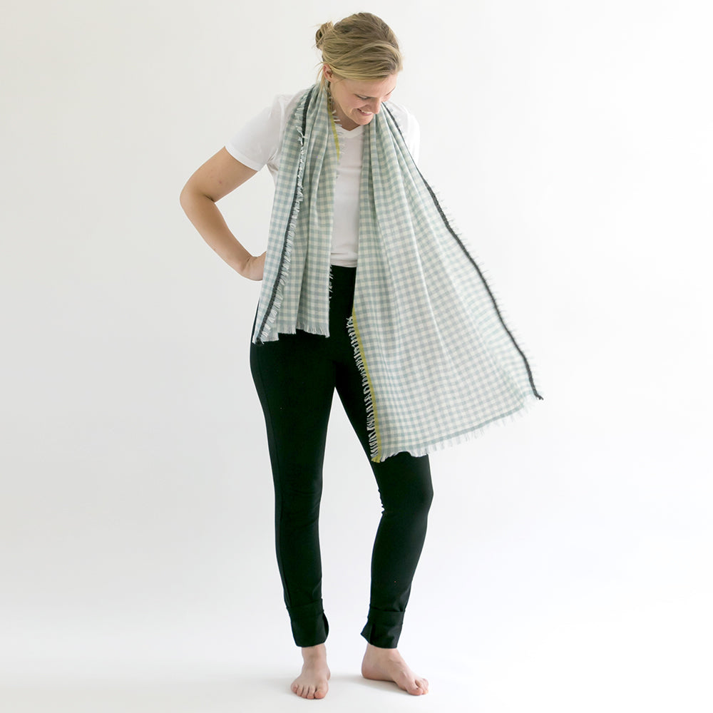 100% cashmere gingham scarf by PilgrimWaters made in Nepal