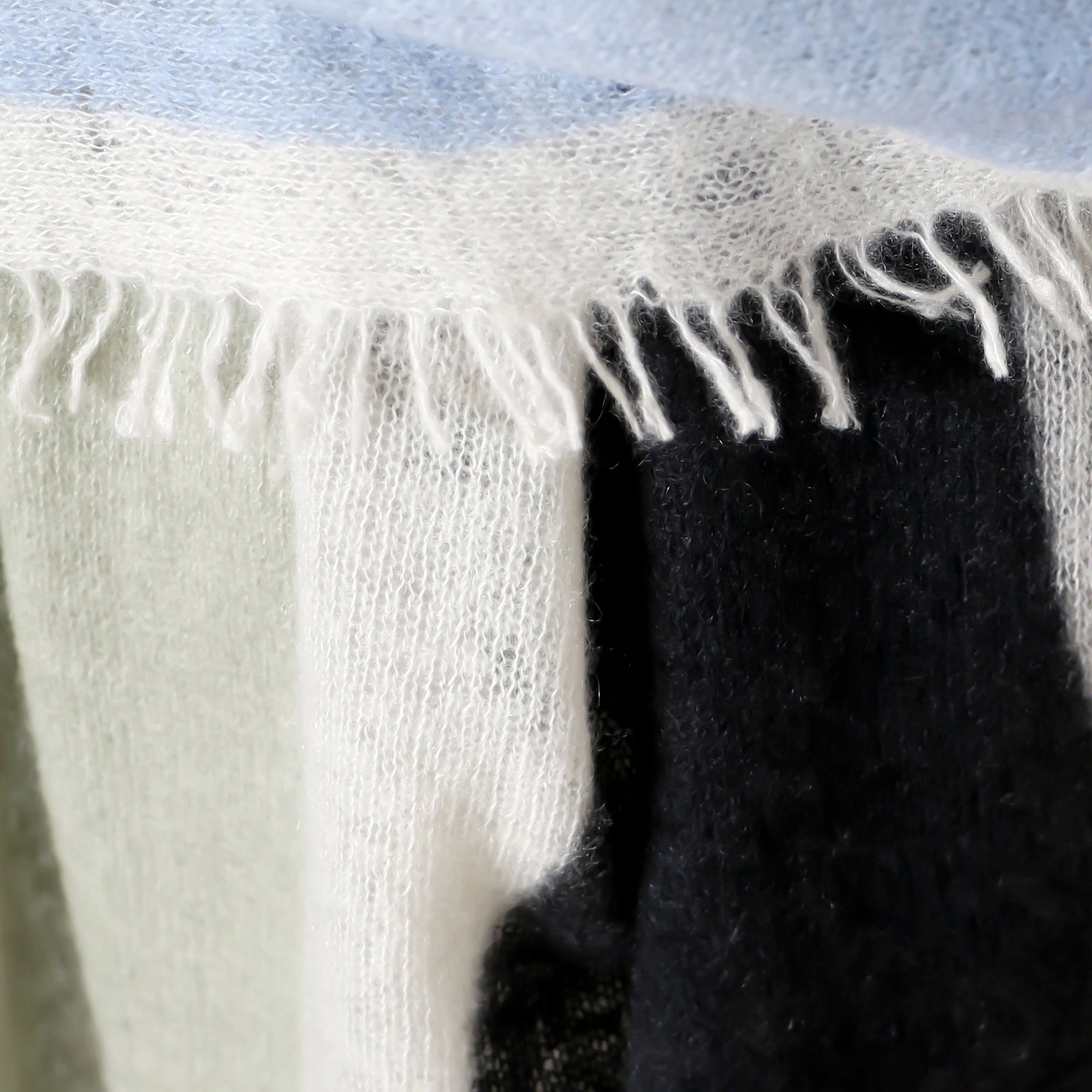 Cashmere scarves with handprinted designs