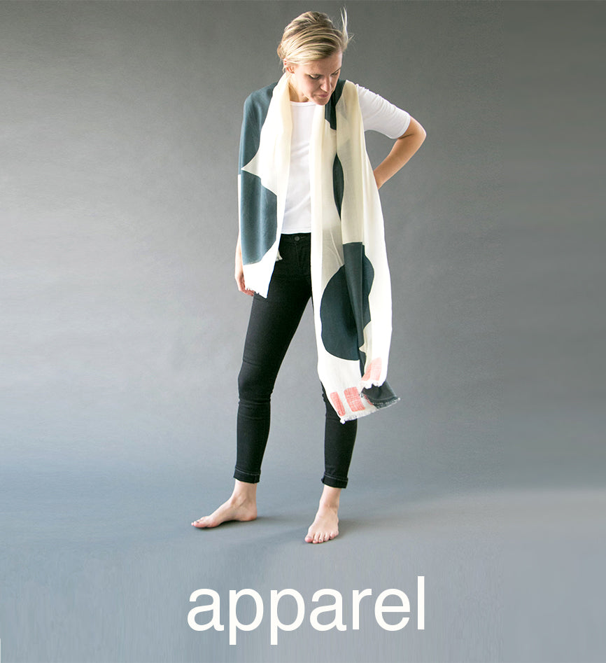 Boulder merino scarf draped on a model