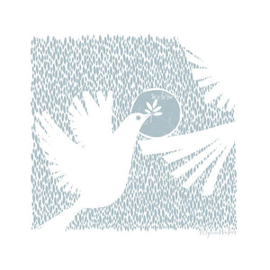 Dove tea towel design by Susy Pilgrim Waters, printed in the USA