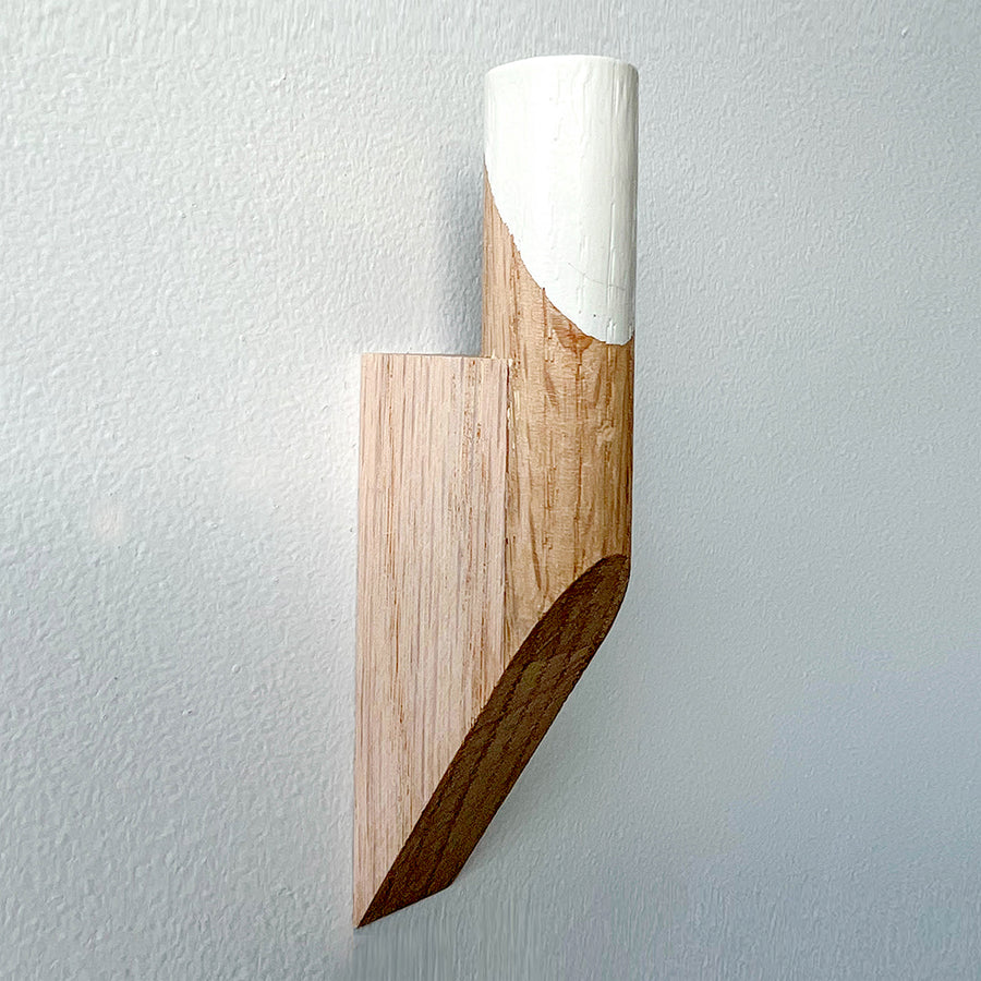 Oak wall hook pewter paint dipped made by PilgrimWaters in the USA