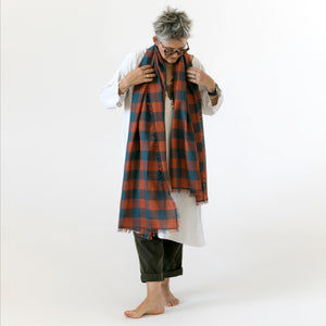 Wool/Silk gingham scarf by PilgrimWaters made in Nepal