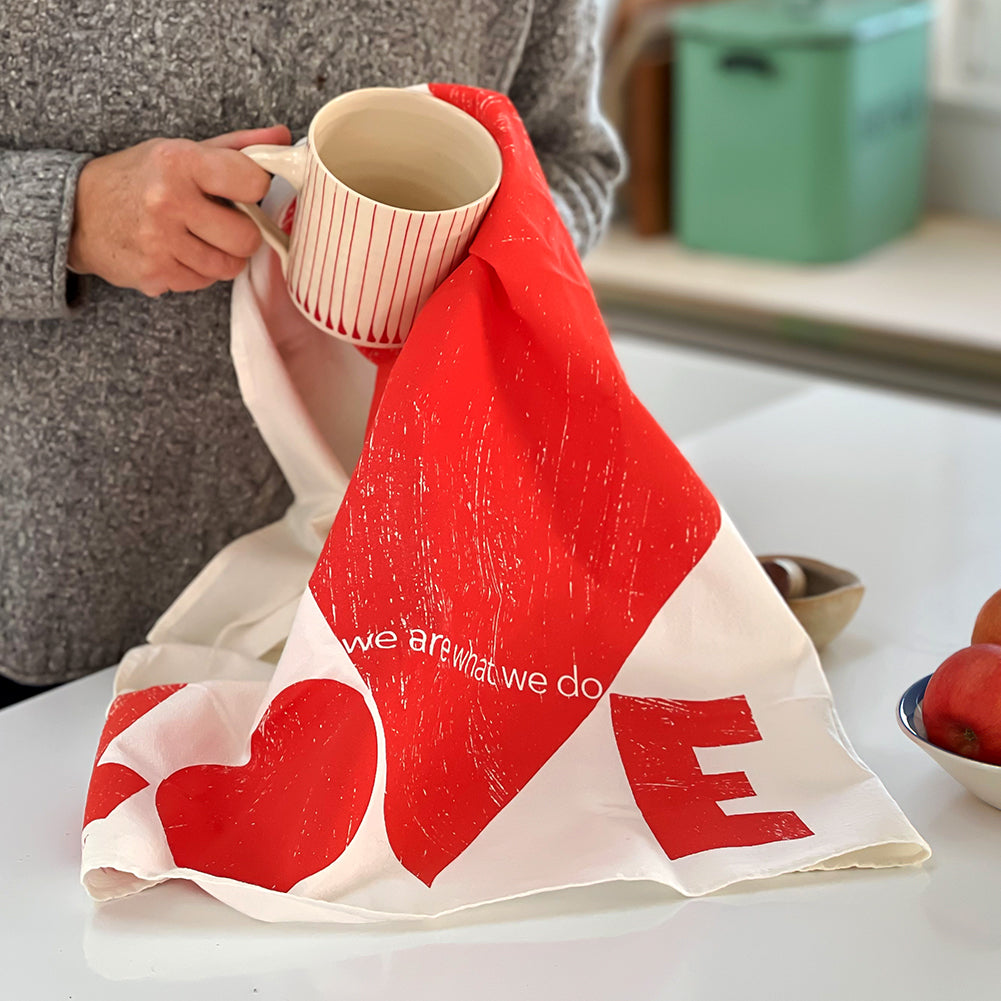Love tea towel design by Susy  Pilgrim Waters. Printed in the USA