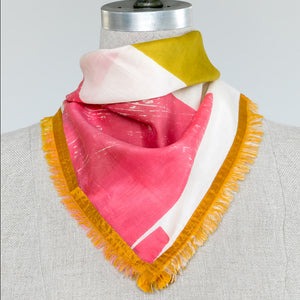 Cotton Silk Mini neckerchief, Archie Sari design by PilgrimWaters with Harvest eyelash edging on four sides.