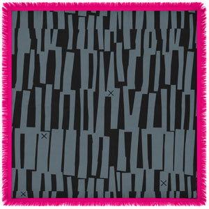 Cotton Silk Scout Inky design with fuchsia eyelash recycled sari edges.