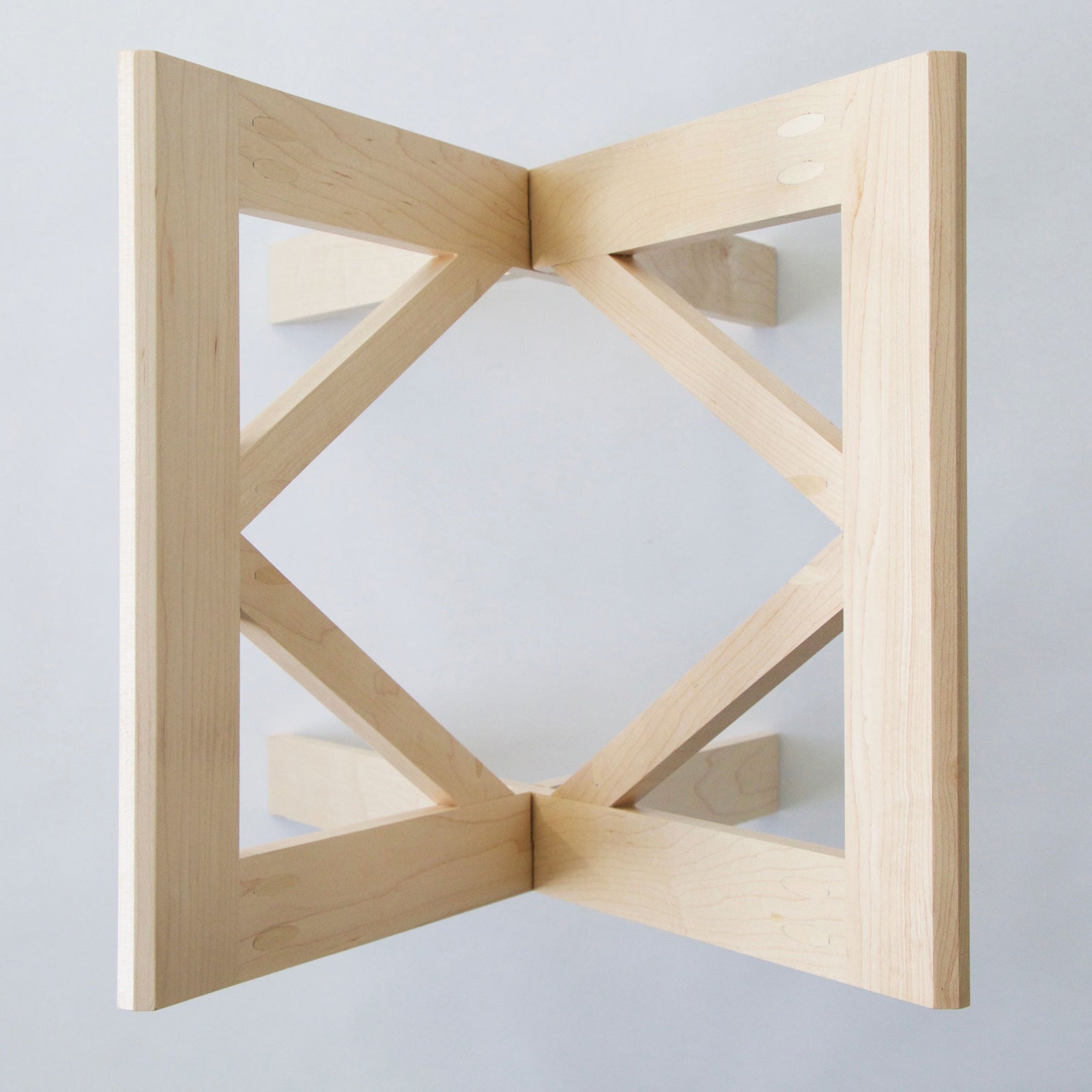 Large white dot tray with a large maple stand showing a lower height assembly.