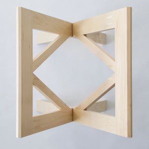 Maple wood large tray stand view from the top.