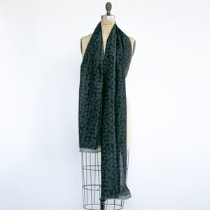 Cotton/Silk Domino with Storm sari short edge draped on a mannequin.