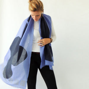 Boulder Deep Merino Wool scarf by PilgrimWaters styled on a model.