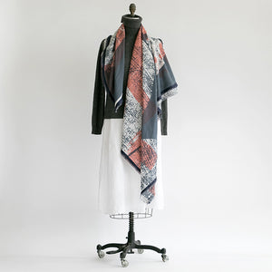 Cotton Silk Large Handprinted Square Scarf