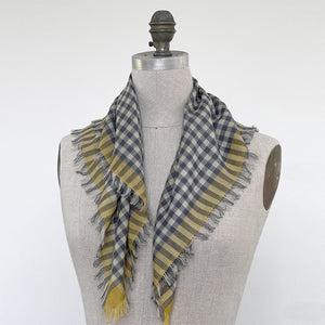 PilgrimWaters Little Otis a gingham neckerchief designed by PilgrimWaters. Copyright Susy Pilgrim Waters 2026.