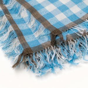 Wool/Silk gingham scarf Airy close-up by PilgrimWaters made in Nepal.