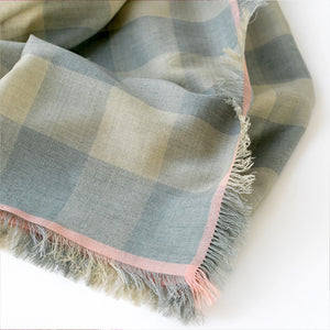 Wool / Silk large scarf close-up of Portobello showing the eyelash fringes.
