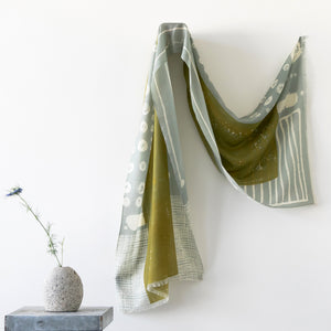 Small Merino scarf printed with a PilgrimWaters design in Nepal